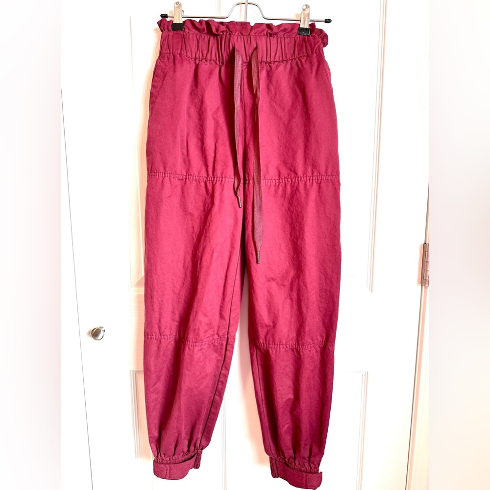 Urban Outfitters Utility Joggers Maroon Burgundy Hip Pockets sz XS